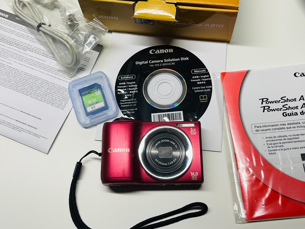 Canon PowerShot A810 Digital Camera - Original Box - Red - with additional case