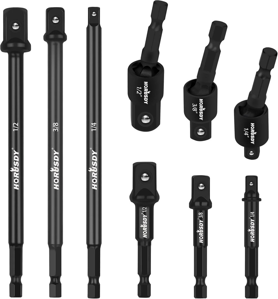 HORUSDY Impact Drill Socket Adapter Set and Universal Joints Socket Set 9-Piece