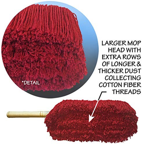 Premium Extra Large Car Duster with Durable Solid Wood Handle Includes Storage