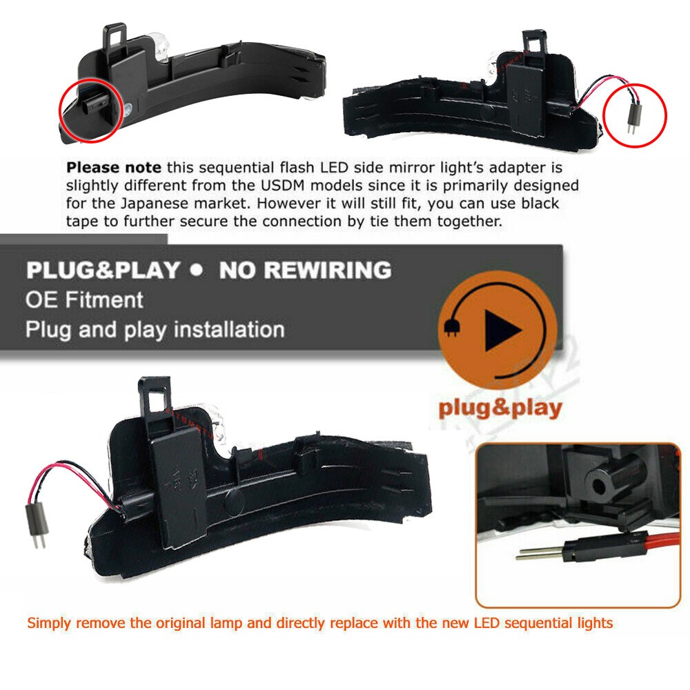 For Toyota RAV4 2019-2023 LED Side Mirror Sequential Dynamic Turn Signal Lights