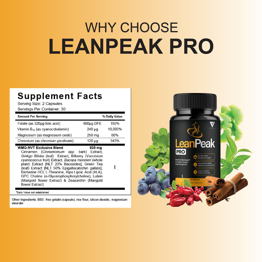 (5 Pack) Lean Peak Pro Capsules, LeanPeak Daily Formula Support (300 Capsules)