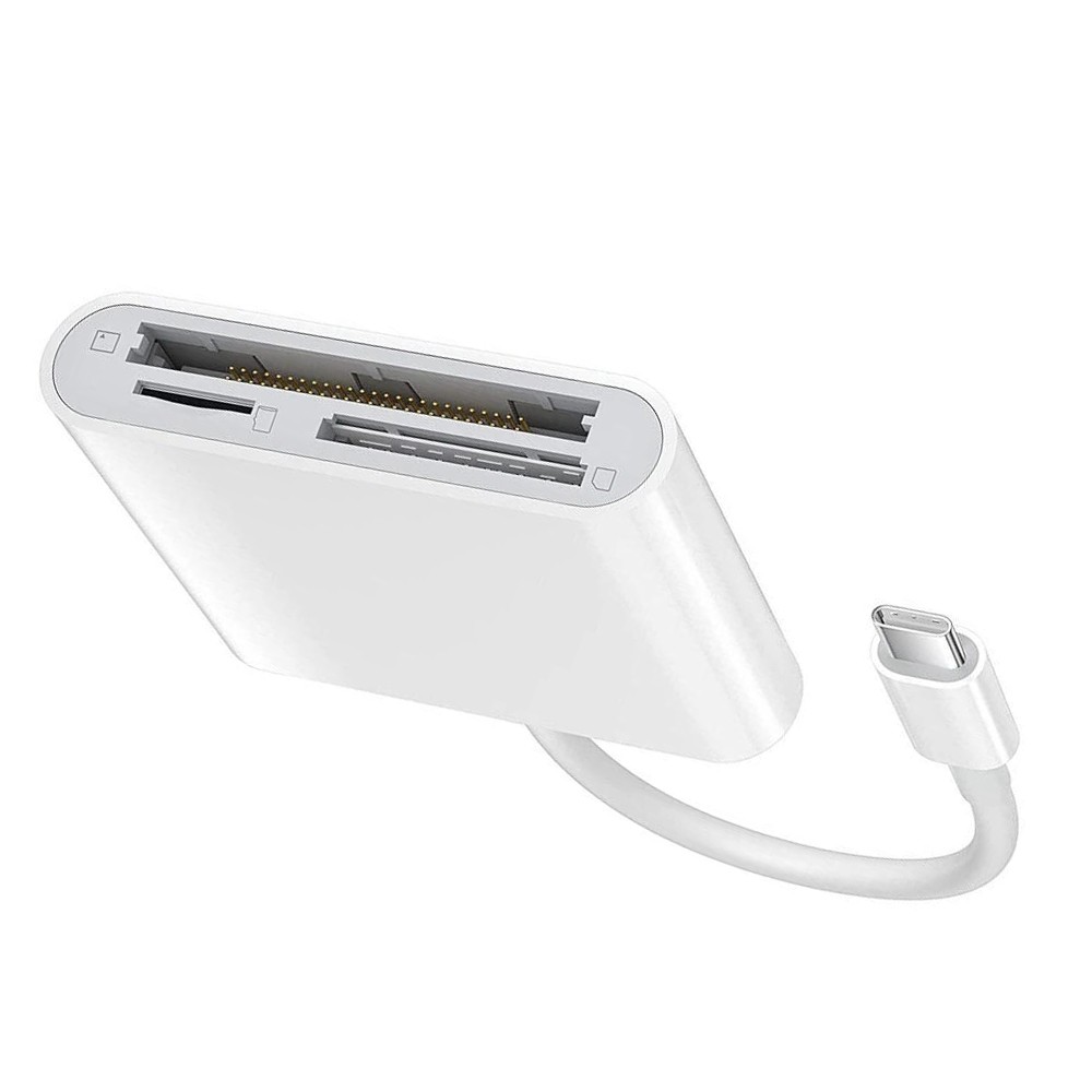 Type-C to CF SD MicroSD Card Reader Adapter Plug Play for Smartphone iPad Mac