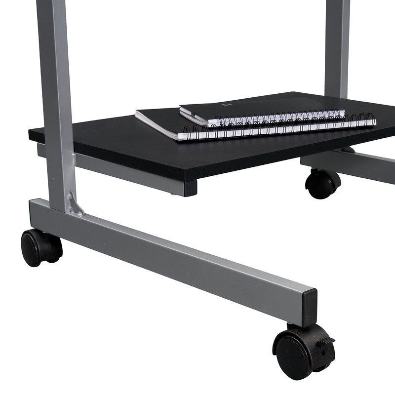 Compact Computer Cart Rolling Workstation Adjustable Shelf Keyboard Tray Storage