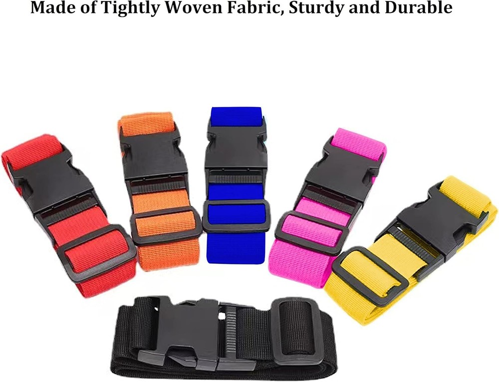 2 Pack Suitcase Straps, Bright Color Adjustable , TSA Approved (Black)