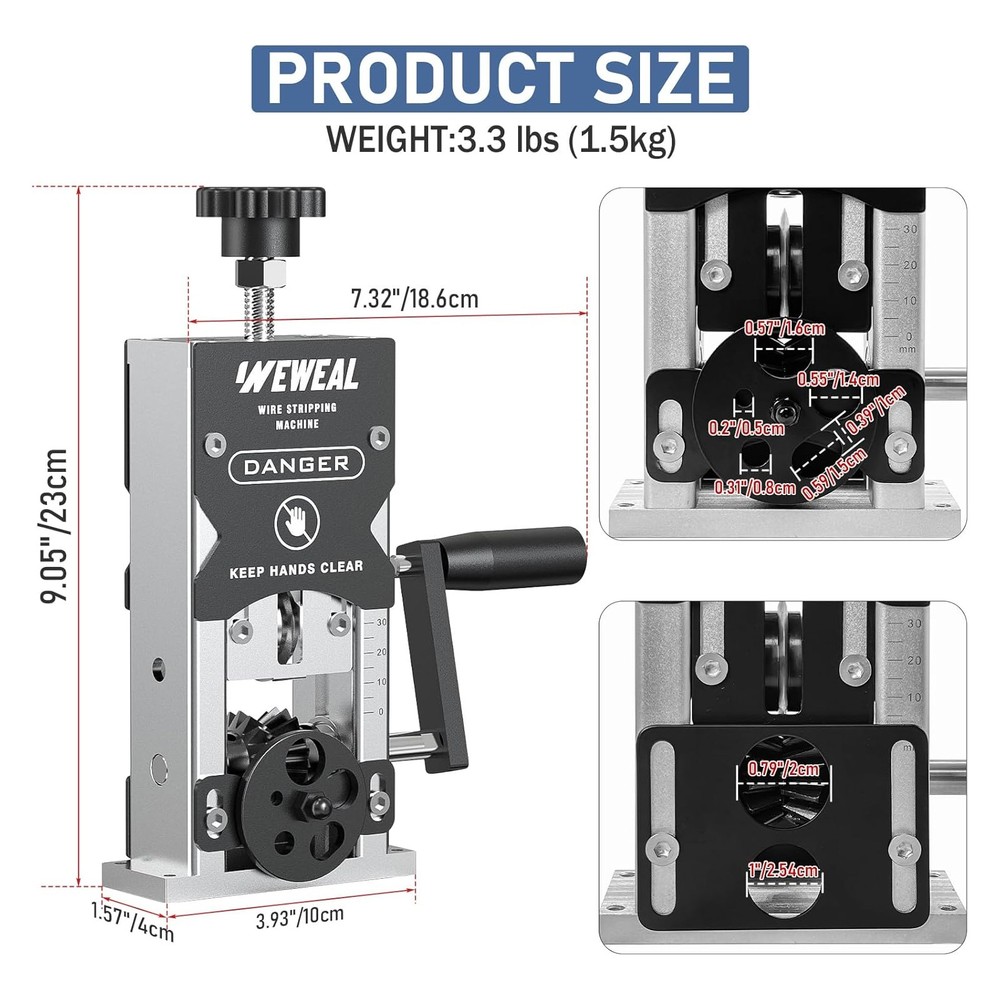 Wire Stripper Machine, Hand Crank/Drill Portable Manual Wire Strip Tool