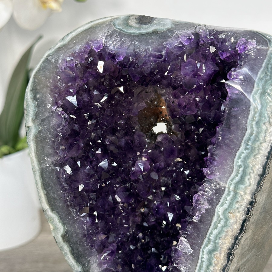 Amethyst Geode with Green Jasper Matrix on Stand. MWS2613