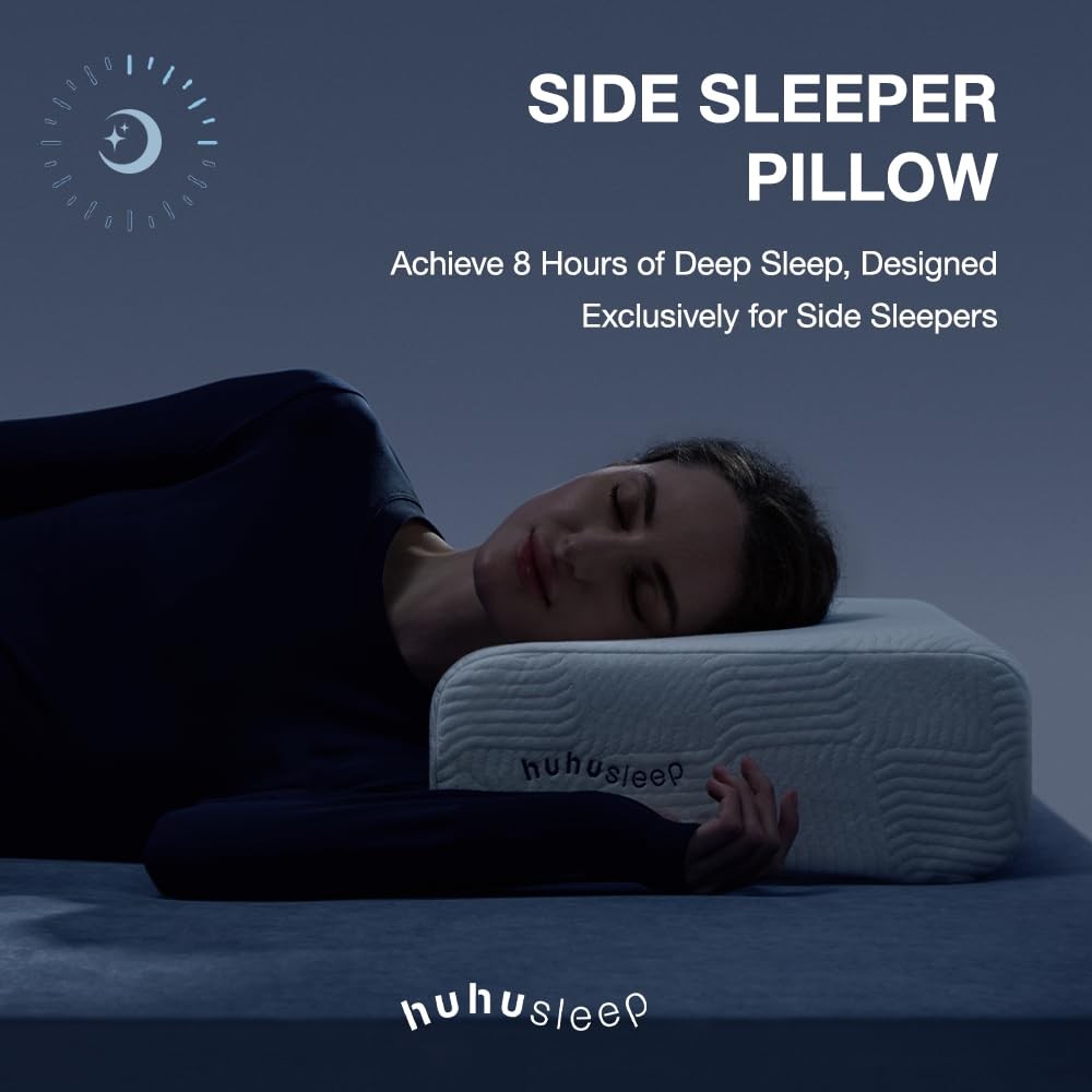 Cube Pillow for Side Sleeper with Firm Layer, Cooling Memory Foam Pillows wit...