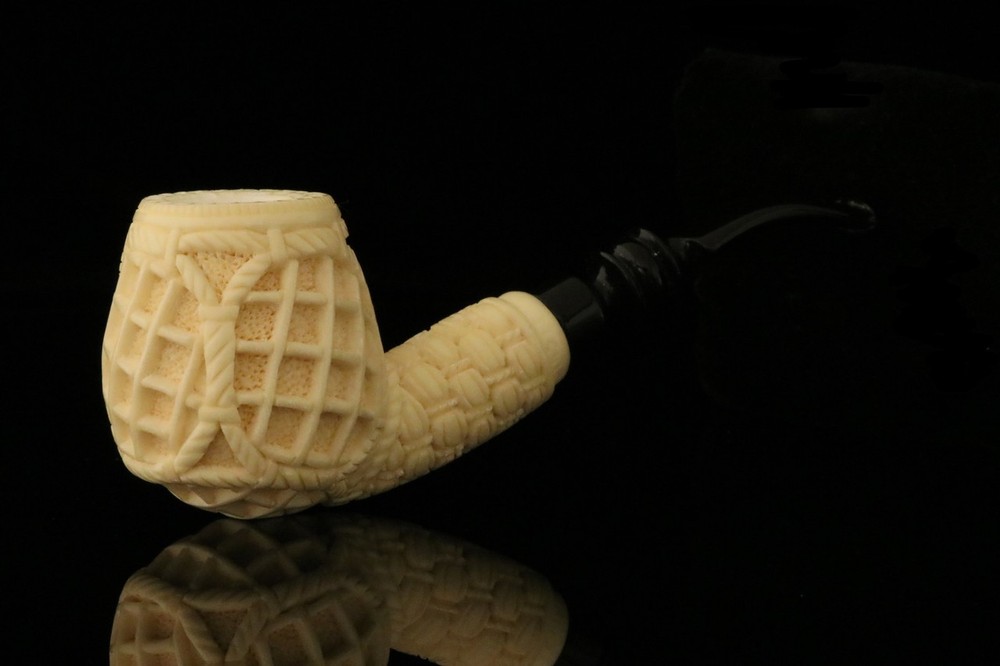 srv Premium - Waffle Block Meerschaum Pipe with custom case M3278