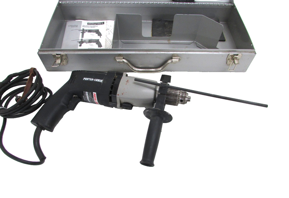 PORTER CABLE TOOLS 1/2” HD HAMMER DRILL 7751, w/ SIDE HANDLE & CASE