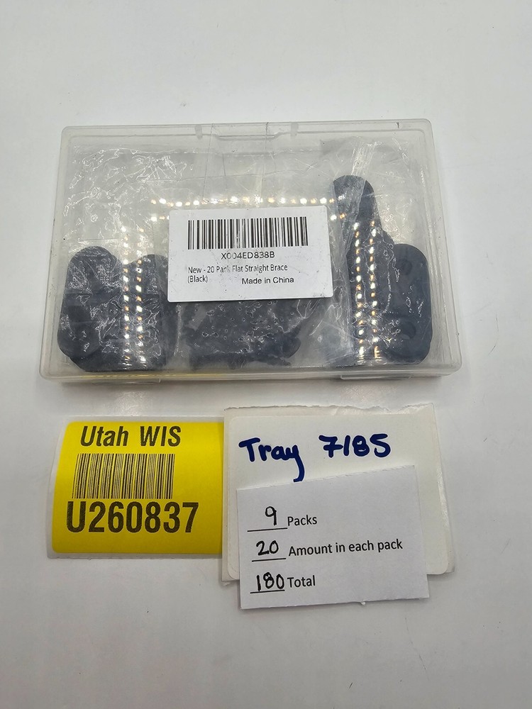 (QTY 180) Flat Straight Brace With Screws/Black