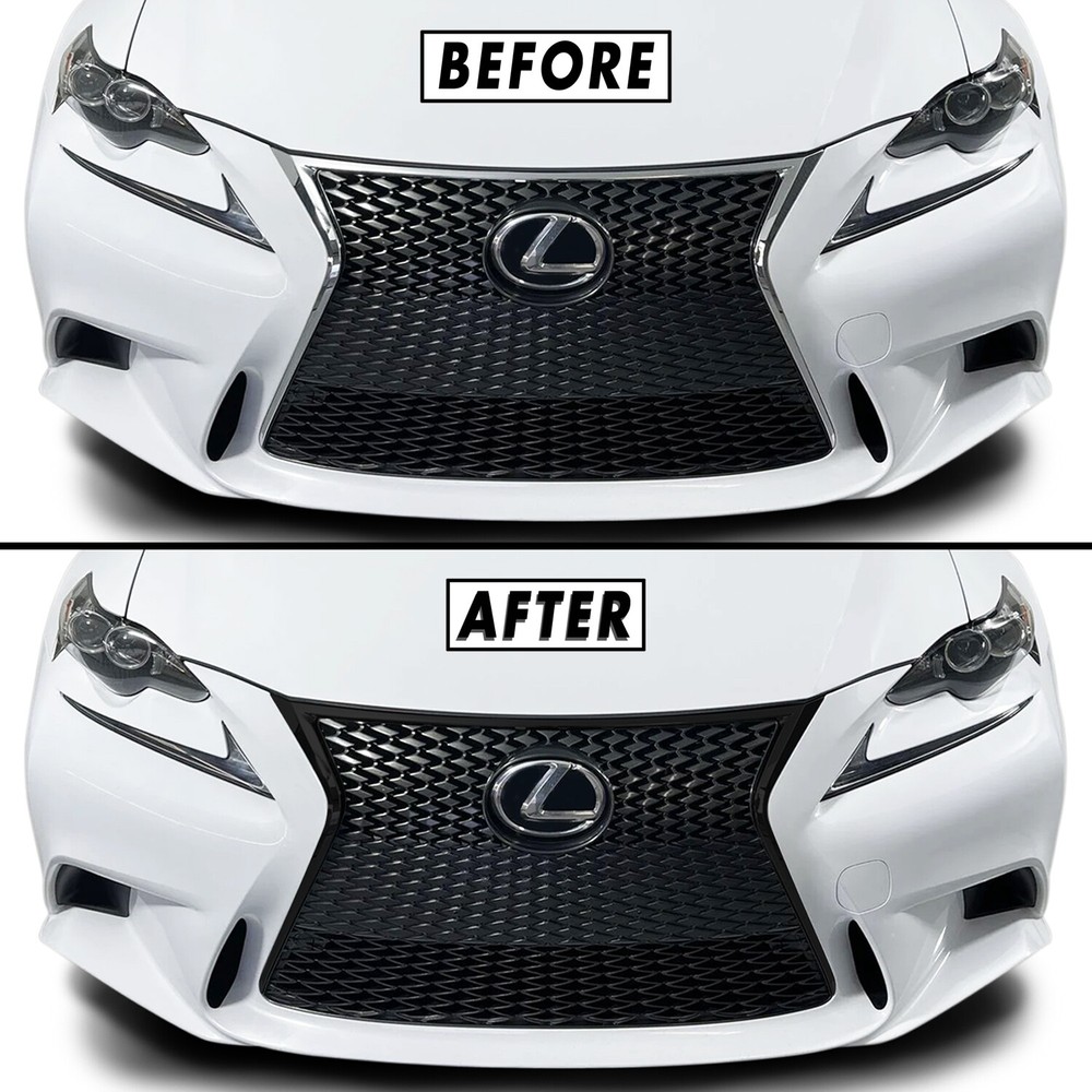 Chrome Delete Blackout Overlay for 2014-16 Lexus IS Front Bumper Grill Trim