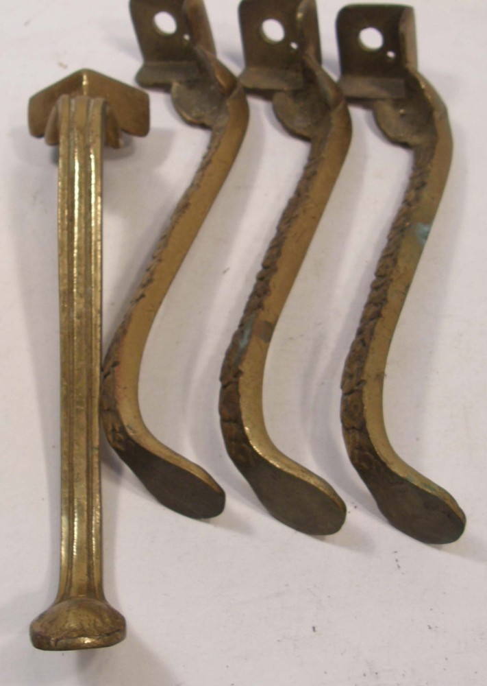 SET 4 VINTAGE CAST SOLID BRASS 8.5" CABRIOLE LEGS FOR FOOTSTOOL
