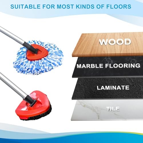 Spin Mop Head Replacement Base Handle Compatible with O Cedar Rinseclean 2 Blue