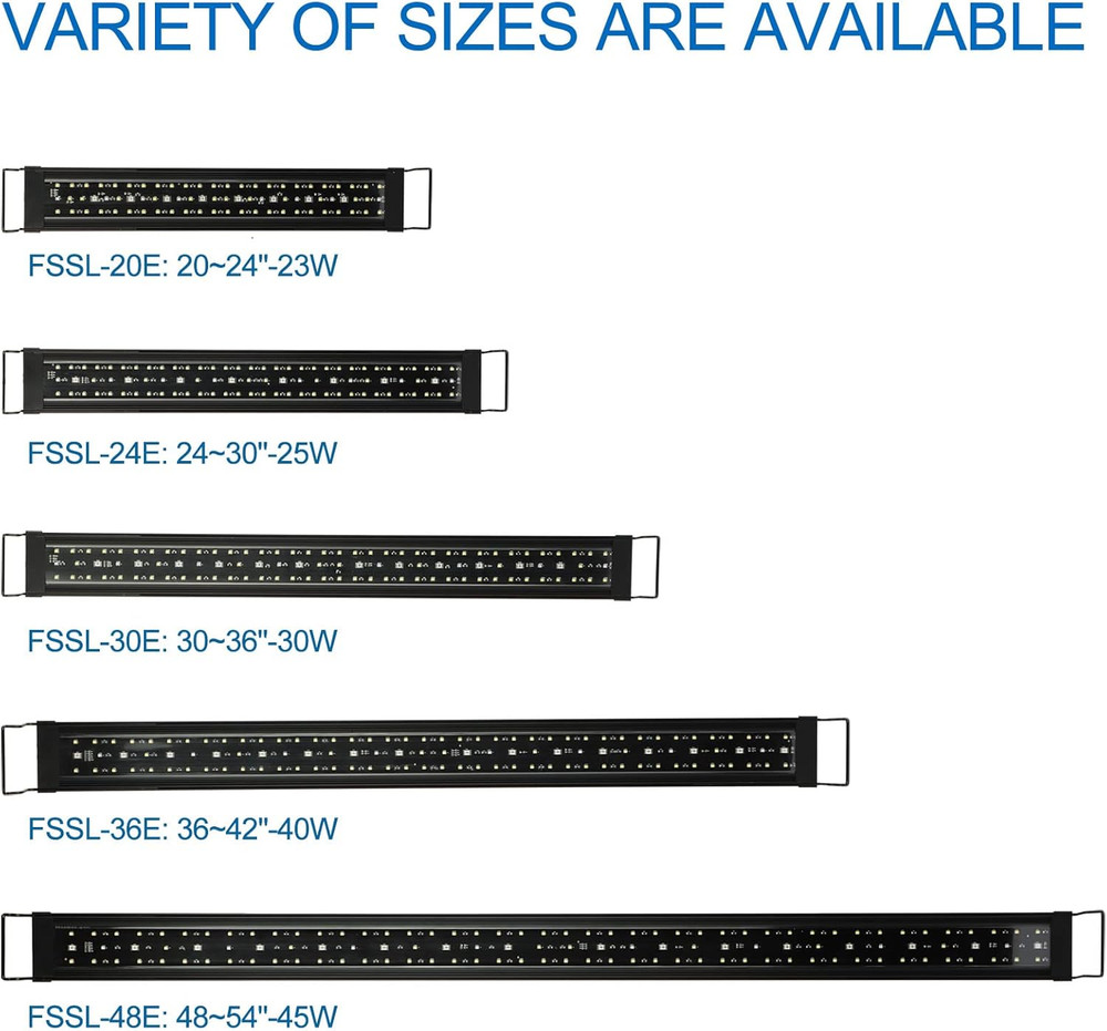 20-28 Aquarium LED Light with Timer 24/7 Cycle 5 Dimmable Brightness Sun...