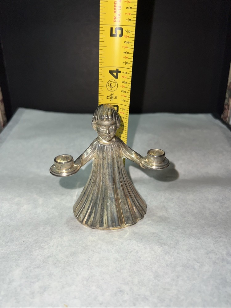 Vintage Silver Choir Boy Candlestick Holder