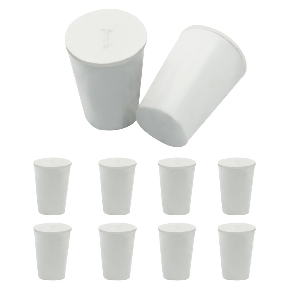 10 Pcs White Solid Rubber Stoppers 1# Tapered Lab Bungs Solid Rubber Stoppers...