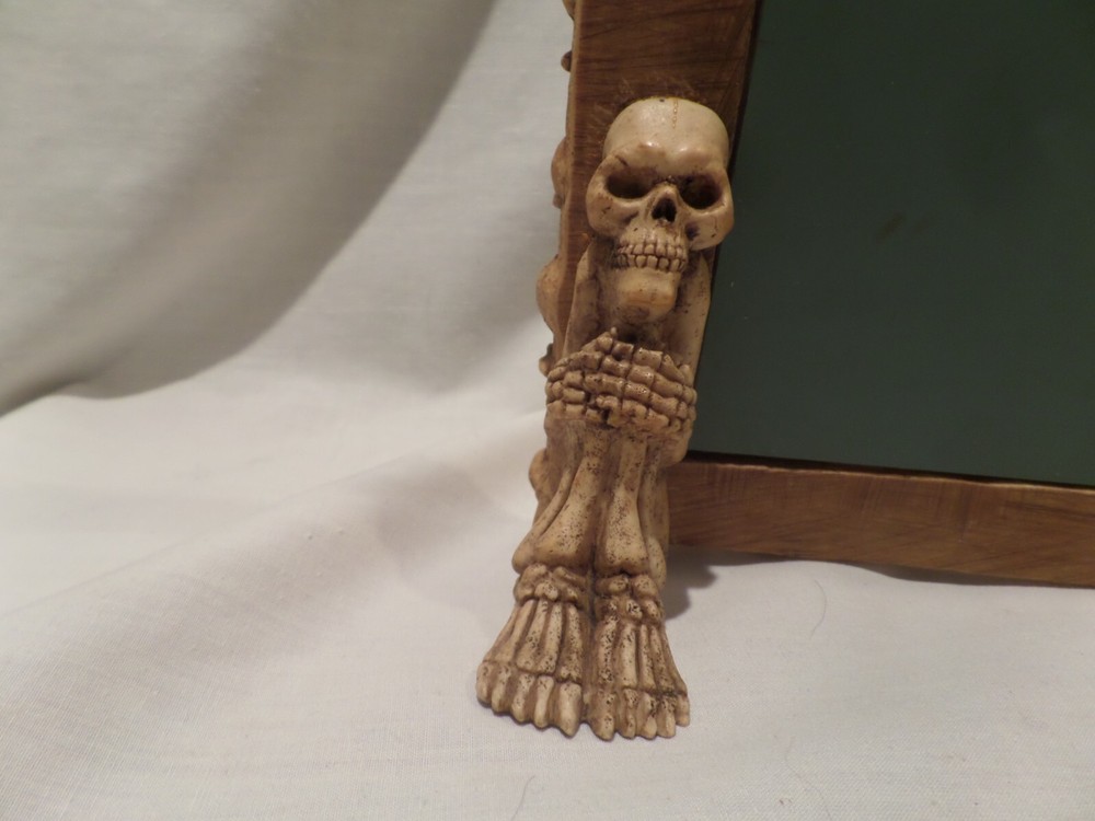 "THE SUMMIT COLLECTION" *SKULL & BONES SKELETON" GOTHIC PERSONAL DESK MIRROR
