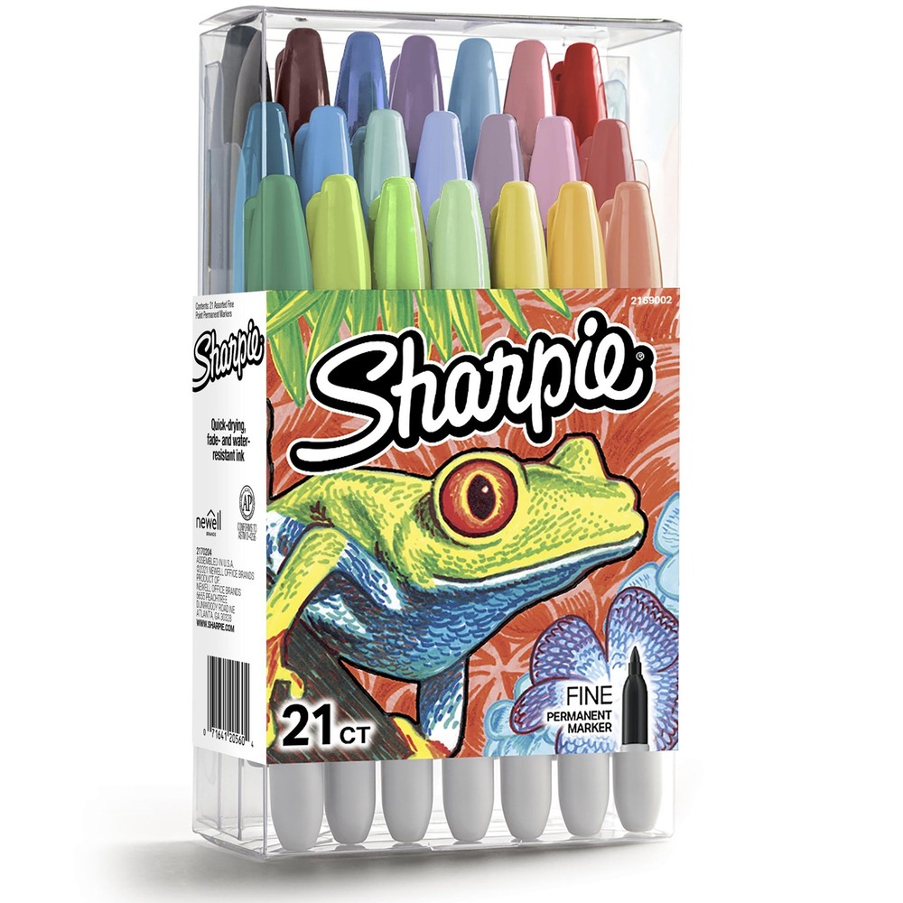 Sharpie Permanent Markers, Fine Point, Assorted, 21 Count