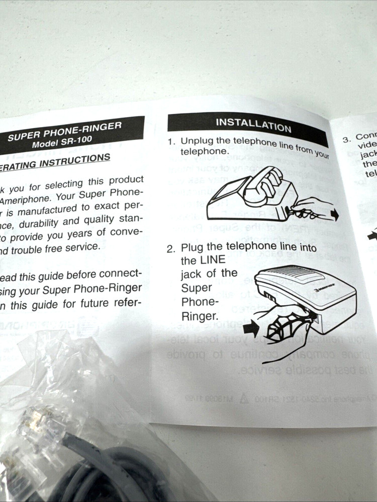 Ameriphone SR-100 Super Phone Ringer for Hearing Impaired Adjustable Volume 95dB