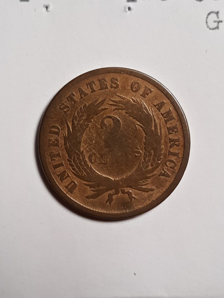 1865 2 Cent Coin Brown