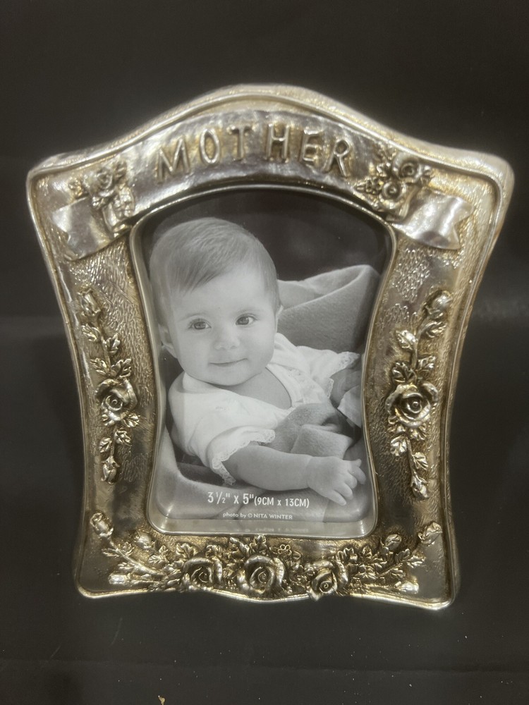 Peweter Floral Silver Color MOTHER Picture Frame