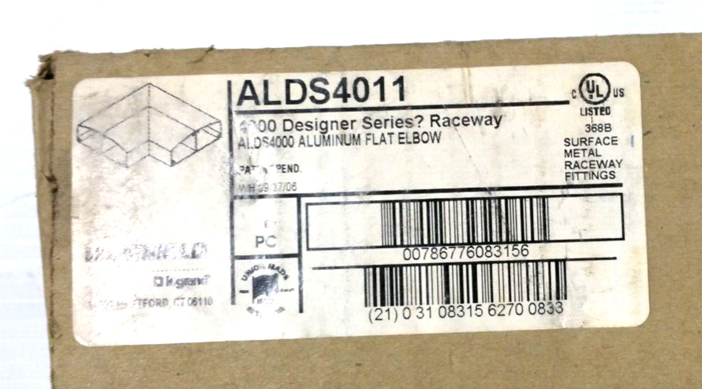 Wiremold - Raceway Flat Elbow - Aluminum - ALDS4011 - NEW