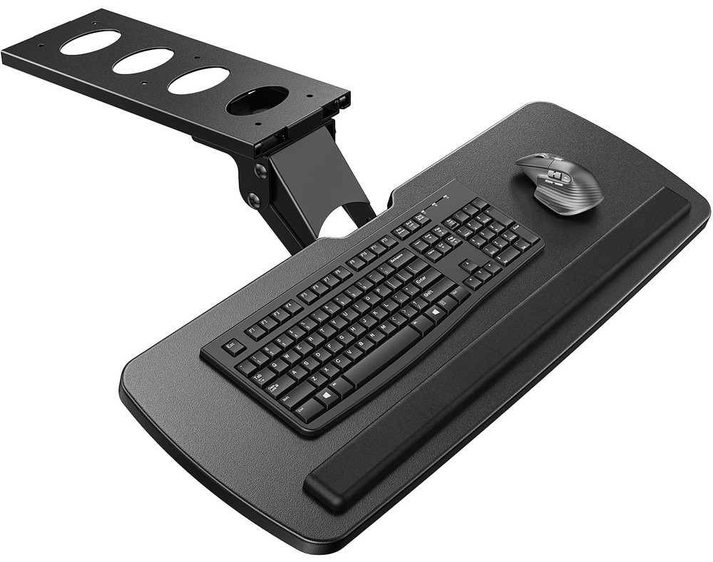 Keyboard Tray Under Desk, 360 Adjustable Ergonomic Sliding Keyboard & Mouse T...