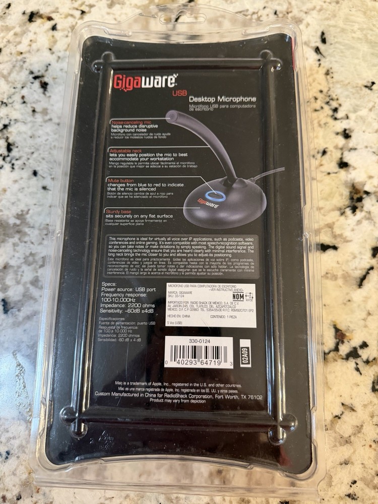 Gigaware Desktop USB Microphone Microphone for PC-MAC USB 33-124