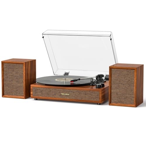Record Player with External Speakers Vintage Bluetooth Turntable for Vinyl