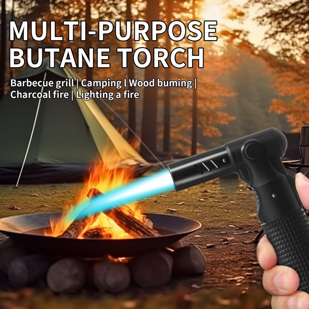2 Pack Refillable Butane Torch Lighter with Adjustable Jet Flame, P... Fast Ship