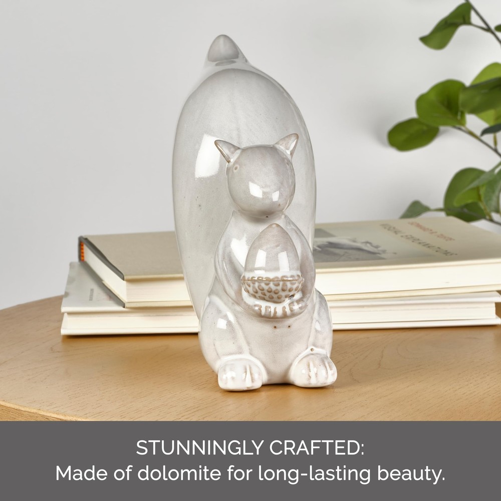 Elements White Squirrel Ceramic Figurine 7.68" H, 7" L - New