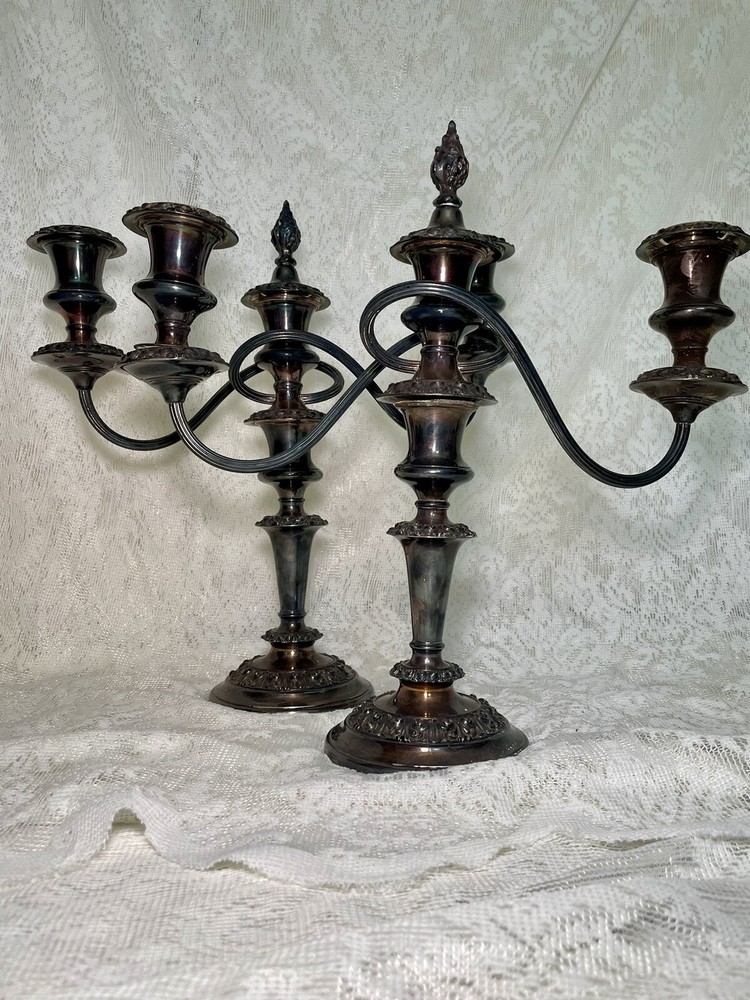 antique silver candelabra pair