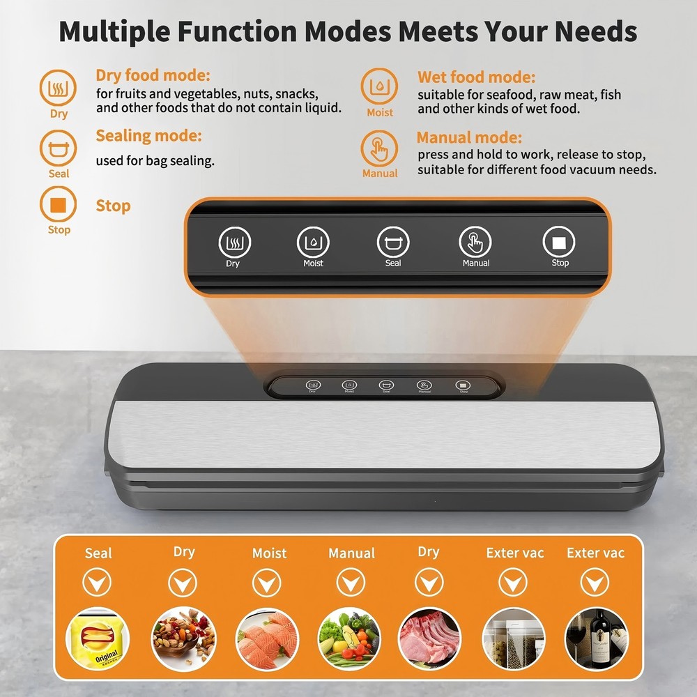 Automatic Food Vacuum Sealer, Silver,