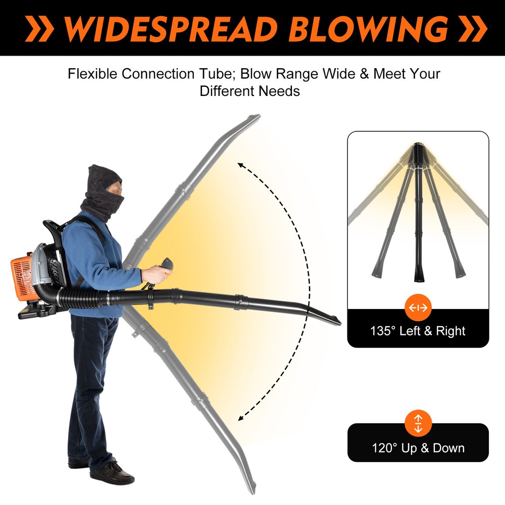 New 63CC 2-Stroke Backpack Gas Leaf Blower, 4.3HP, 850CFM Commercial Use US