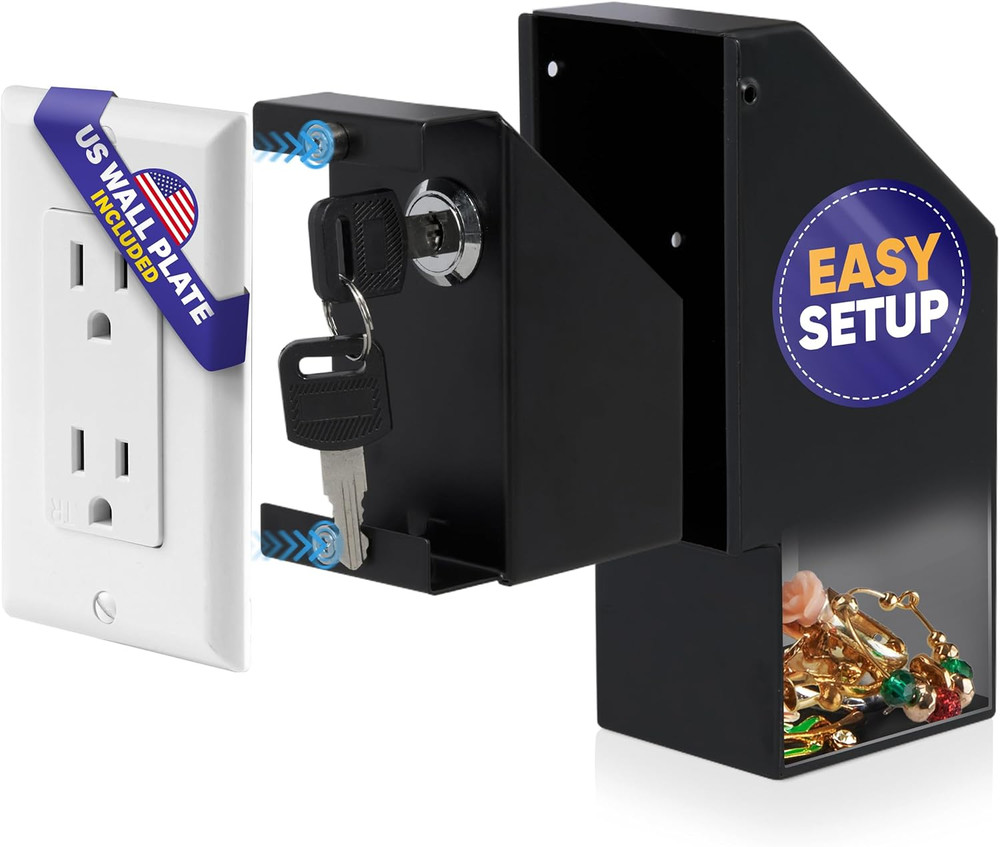 Robust Steel Construction Wall Outlet Hidden Safe with Replaceable Wall Plate
