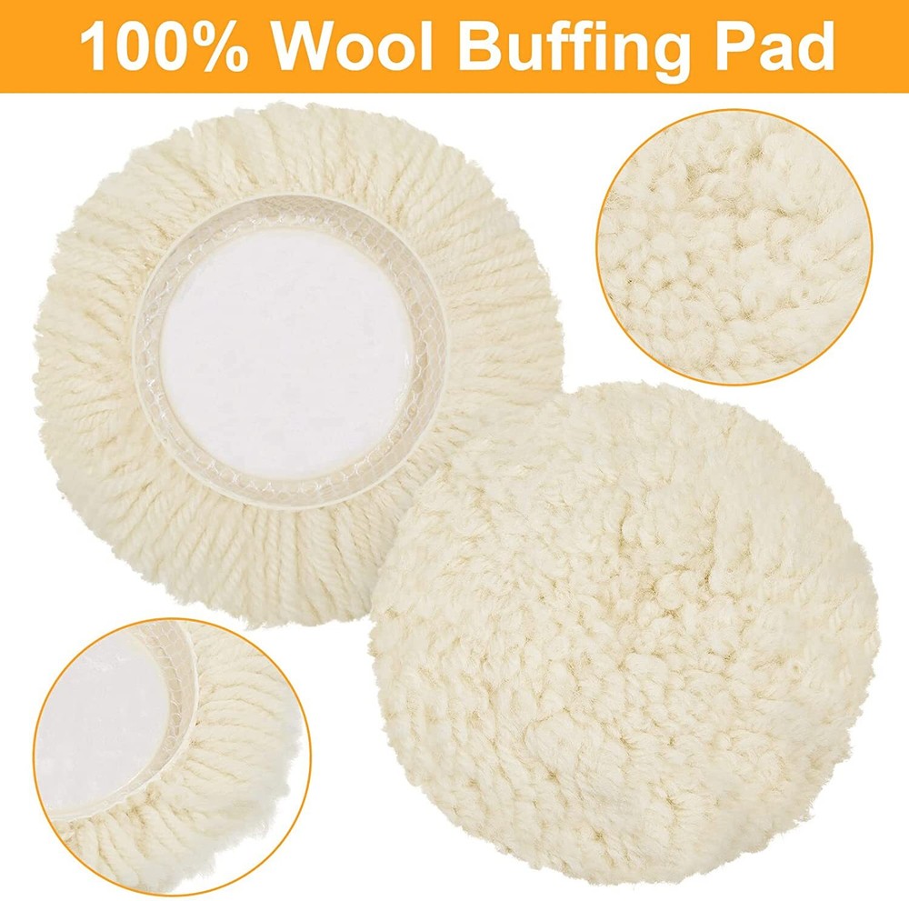 3"Wool Buffing Pad Premium Polishing Pads for Car Polishing Kit Wool Hook & Loop