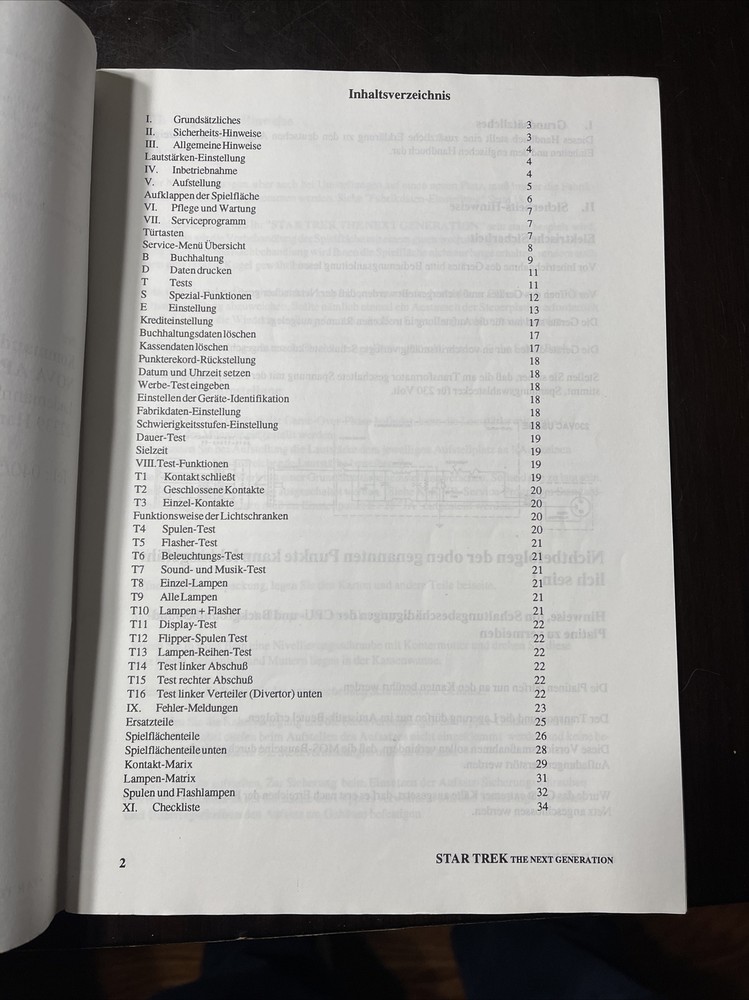 William’s Star Trek Pinball Machine Manual German Original