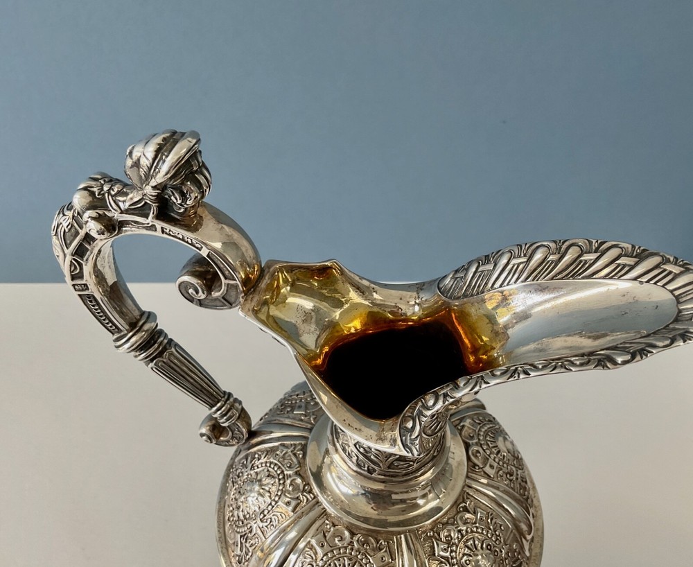 Antique Solid Silver Cellini Ewer Victorian