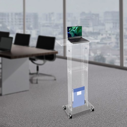 Acrylic Podium 48" Acrylic Podium Stand Reading Surface Storage Shelf Clear