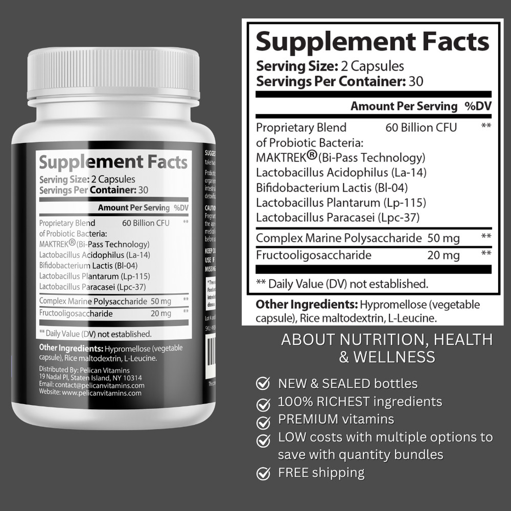 Flora Shield- Oral & Digestive Support- 12 Bottles- 720 Capsules