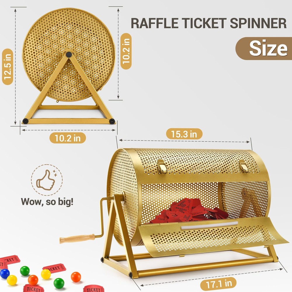 Extra Large Raffle Drum, Thickened Raffle Ticket Spinner Drum Box (Holds 5000...
