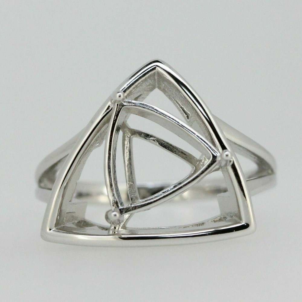 Sterling Silver Semi Mount Ring Setting Trillion Tri 10x10mm