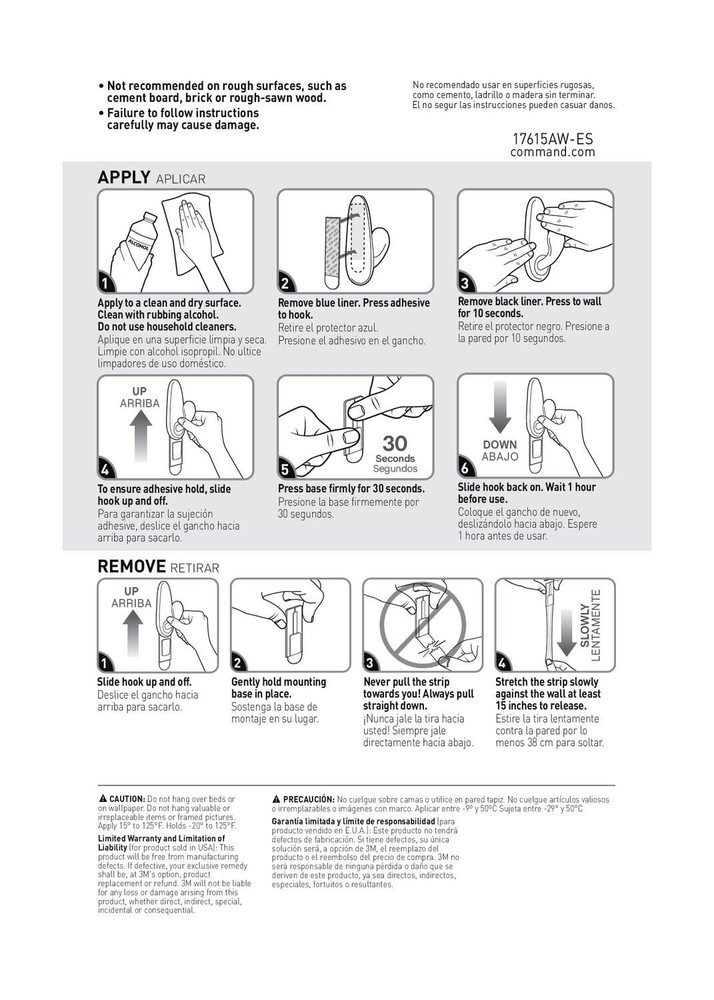 Command Bath Water-Resistant Adhesive Refill Strips Re-Hang Medium and Large ...