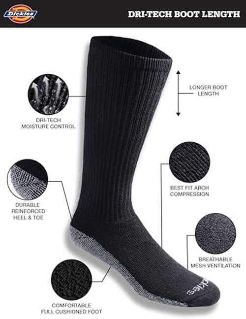 Dickies Men's Dri-Tech Moisture Control Boot-Length Assorted Sizes , Colors