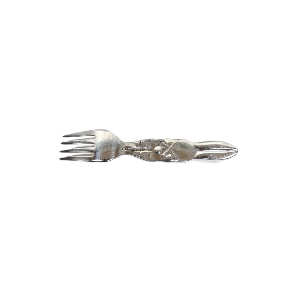 Reed & Barton Silver Plate Baby Fork Bunny Rabbit Easter Carrot 4.5"