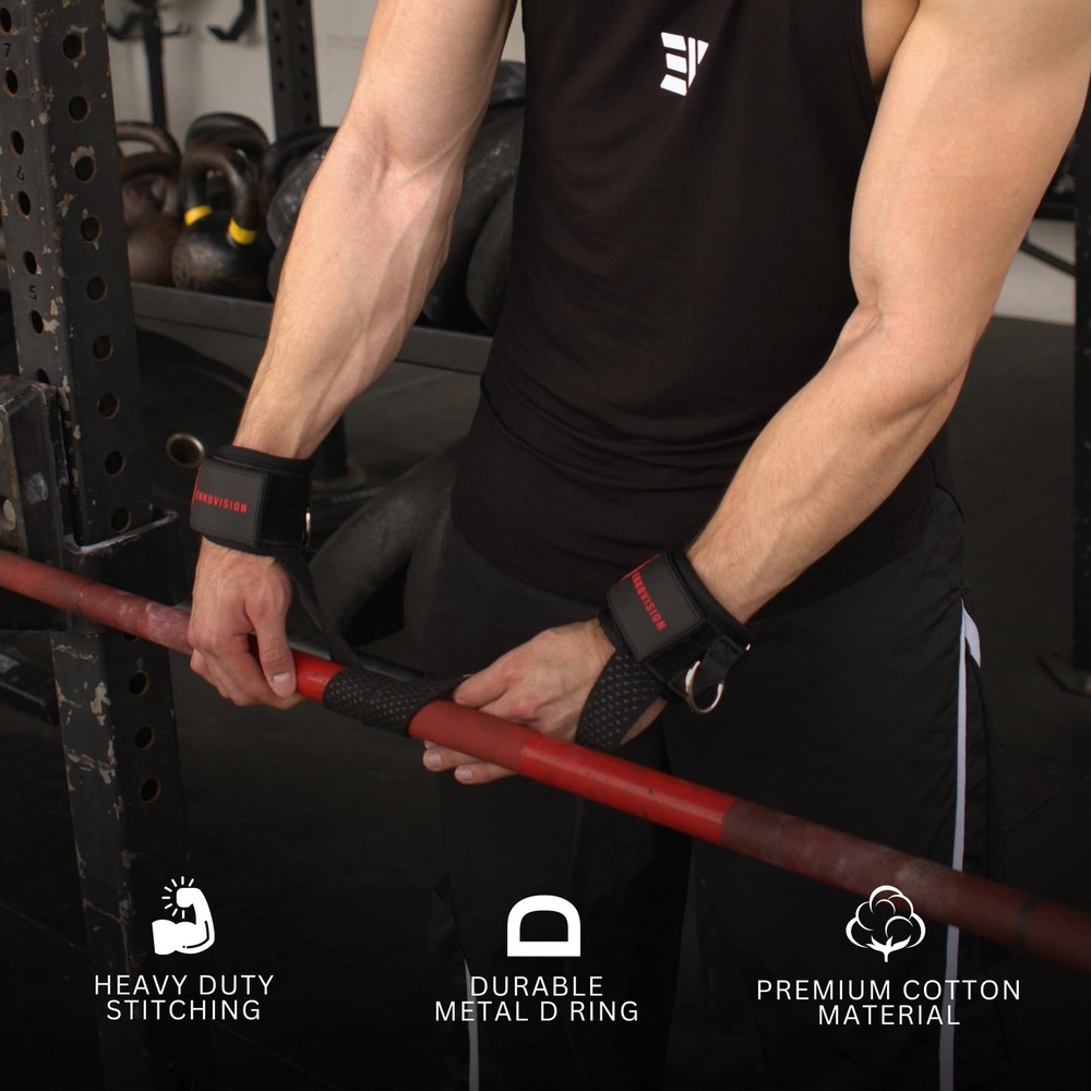 Ekkovision Weight Lifting Straps With Cuffed D Ring, Wrist Support, PHASE3
