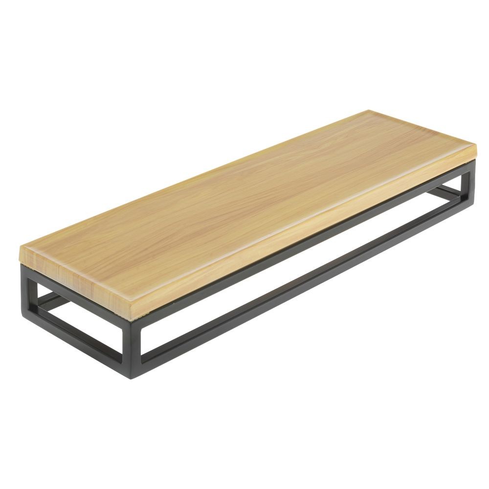HUBERT® Black Display Riser with Butcher Block Top - 3 1/5"H