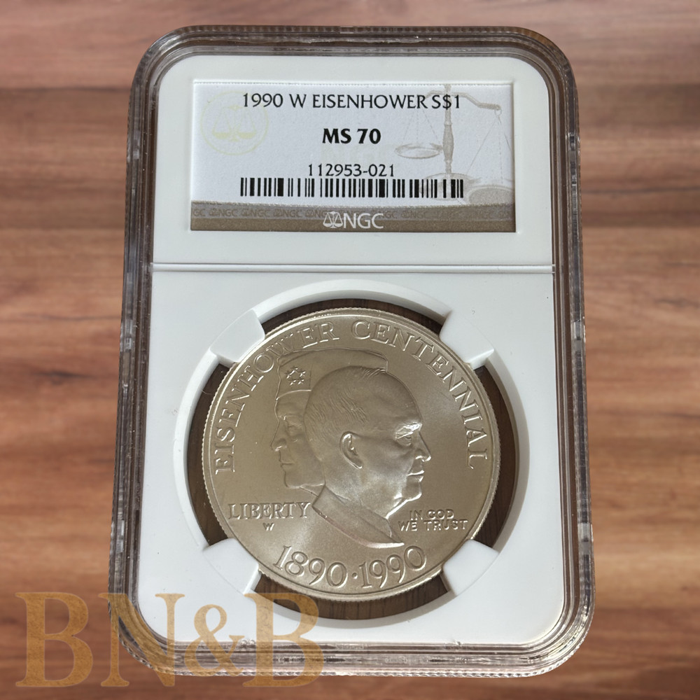 1990 W Eisenhower Centennial Silver Dollar NGC MS70