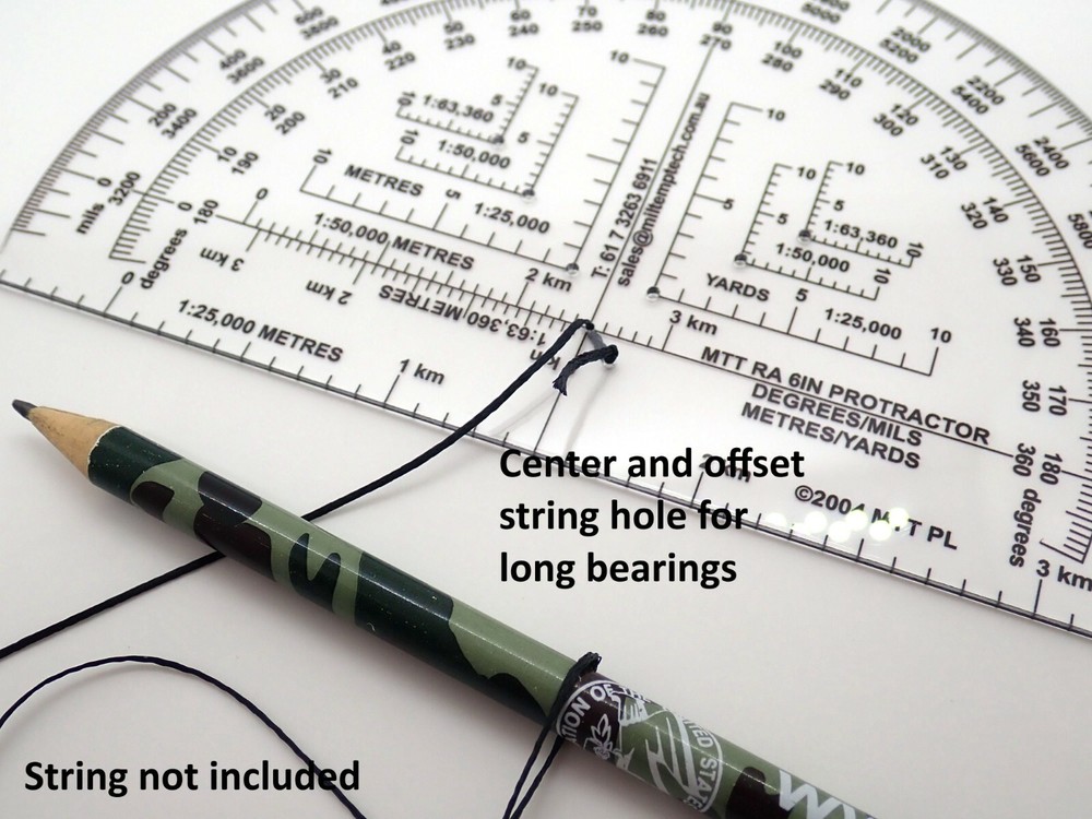 RA Degrees Mils Meters Yards Protractor