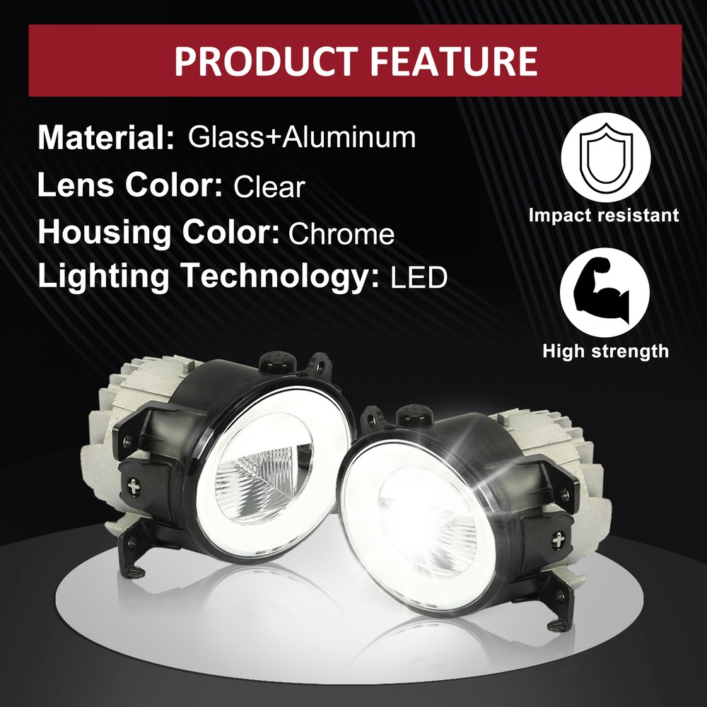 Front Bumper LED Fog Light Lamp LH & RH Pair for 14-20 Infiniti Q50 QX60 QX80